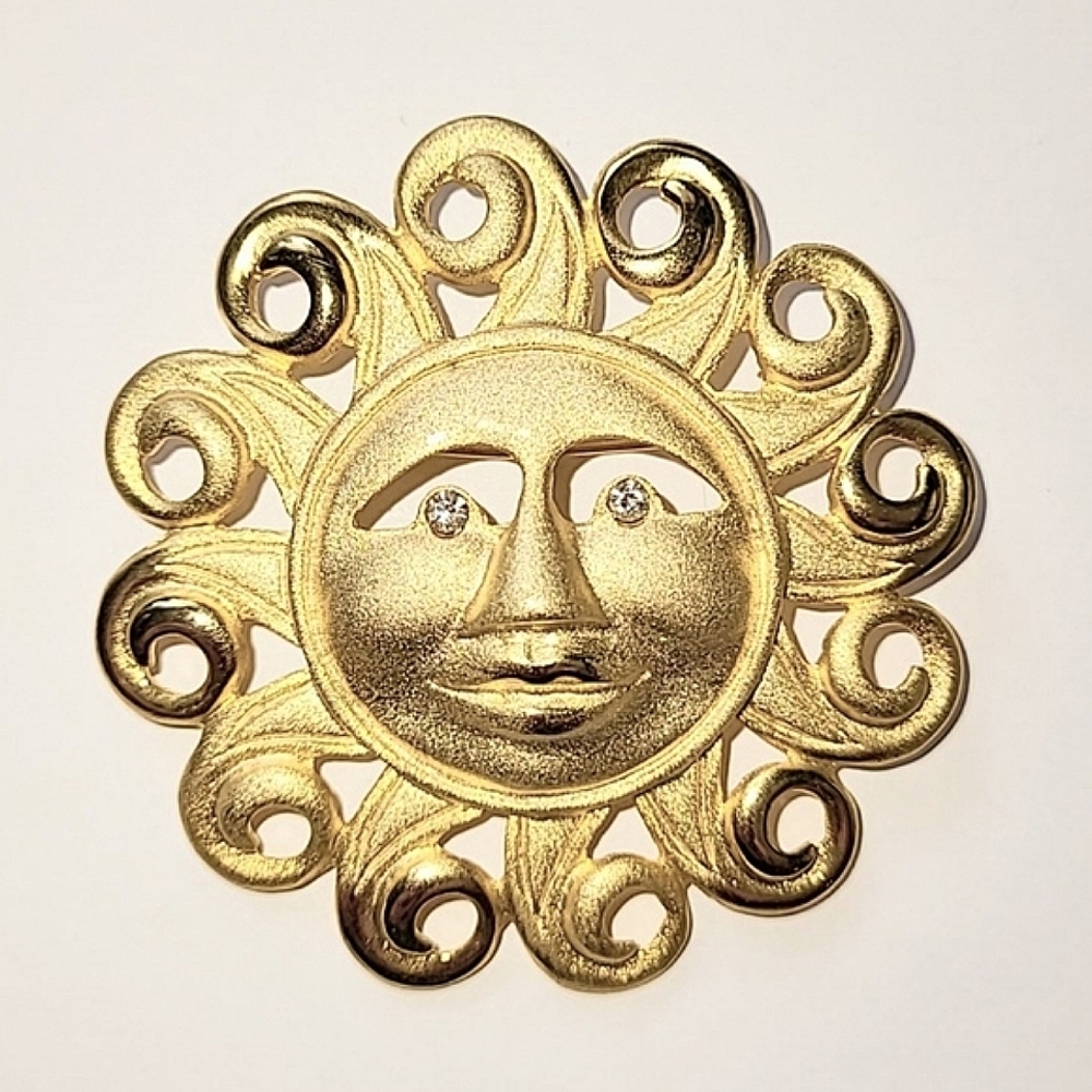 TANA SUN BROOCH - RHINESTONE EYES - Picture 1 of 6